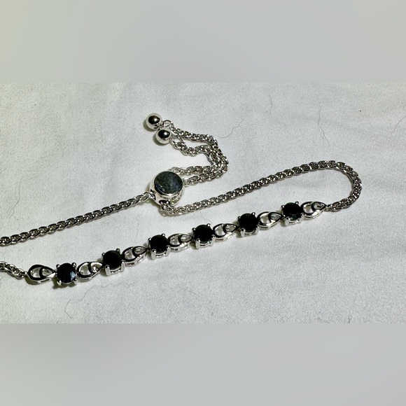 925 Sterling Silver Genuine Blue Sapphire Bolo Bracelet Lot#158 - Picture 2 of 8